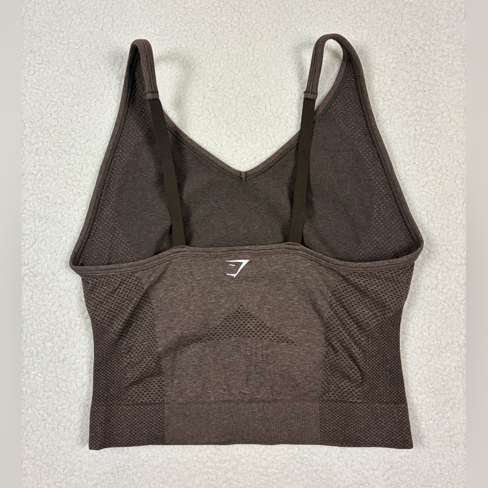 Gymshark Vital Seamless Midi Tank in Chocolate Brown Size Medium - Picture 2 of 7